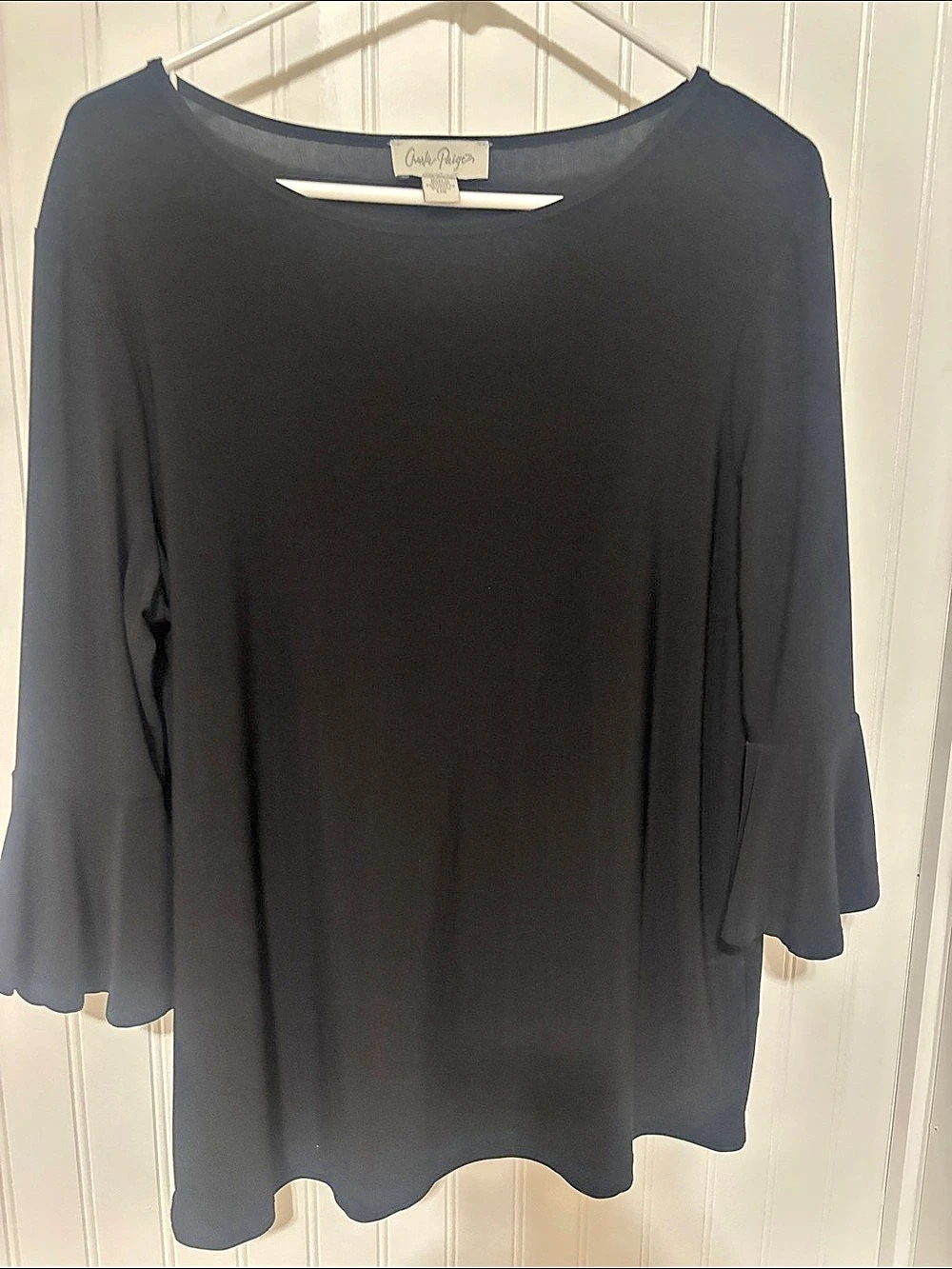 Chico's Black Bell Sleeve Blouse Size Large